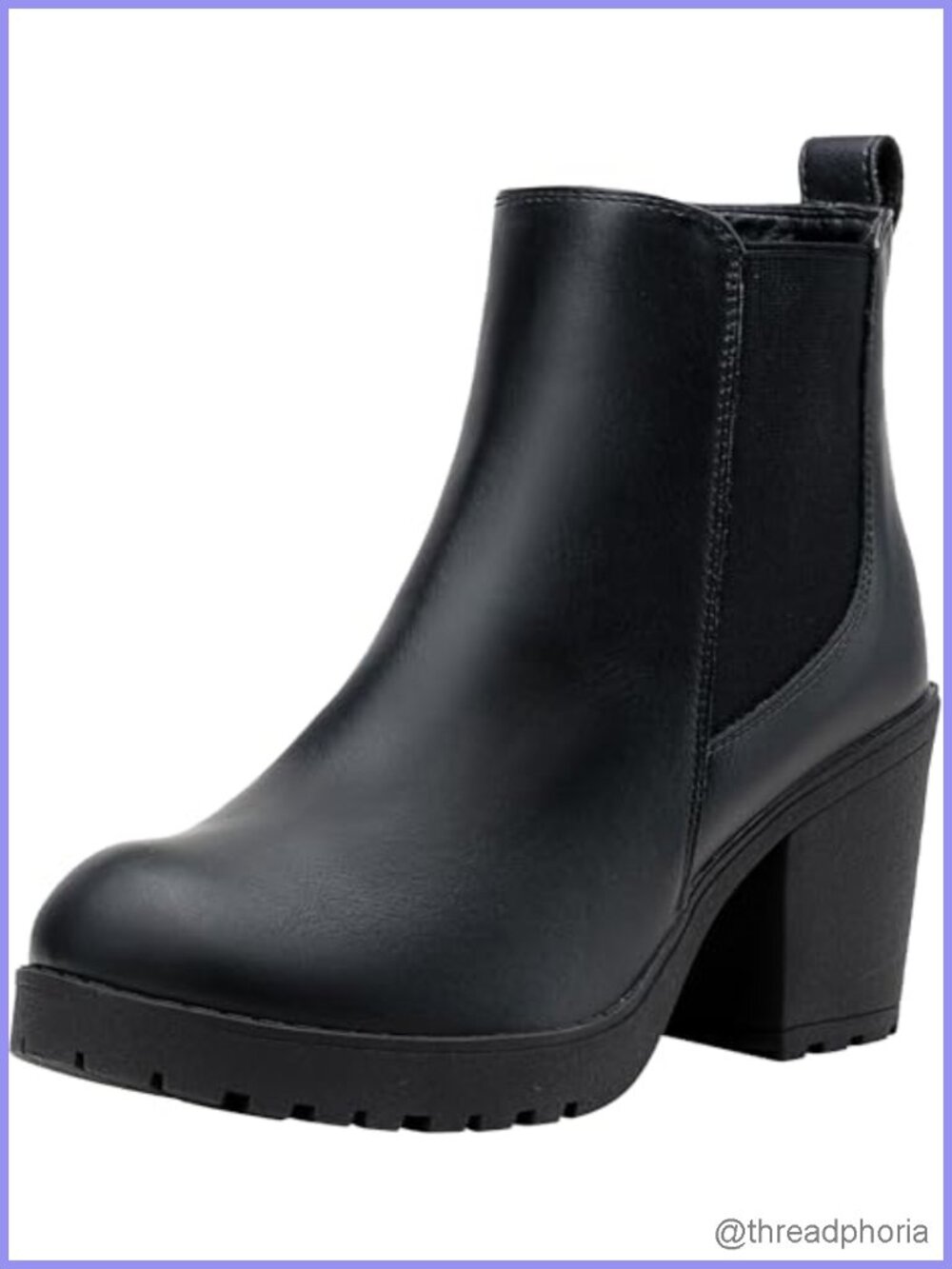 Faux Leather Platform Chelsea Ankle Boots Chunky Block Heel Booties